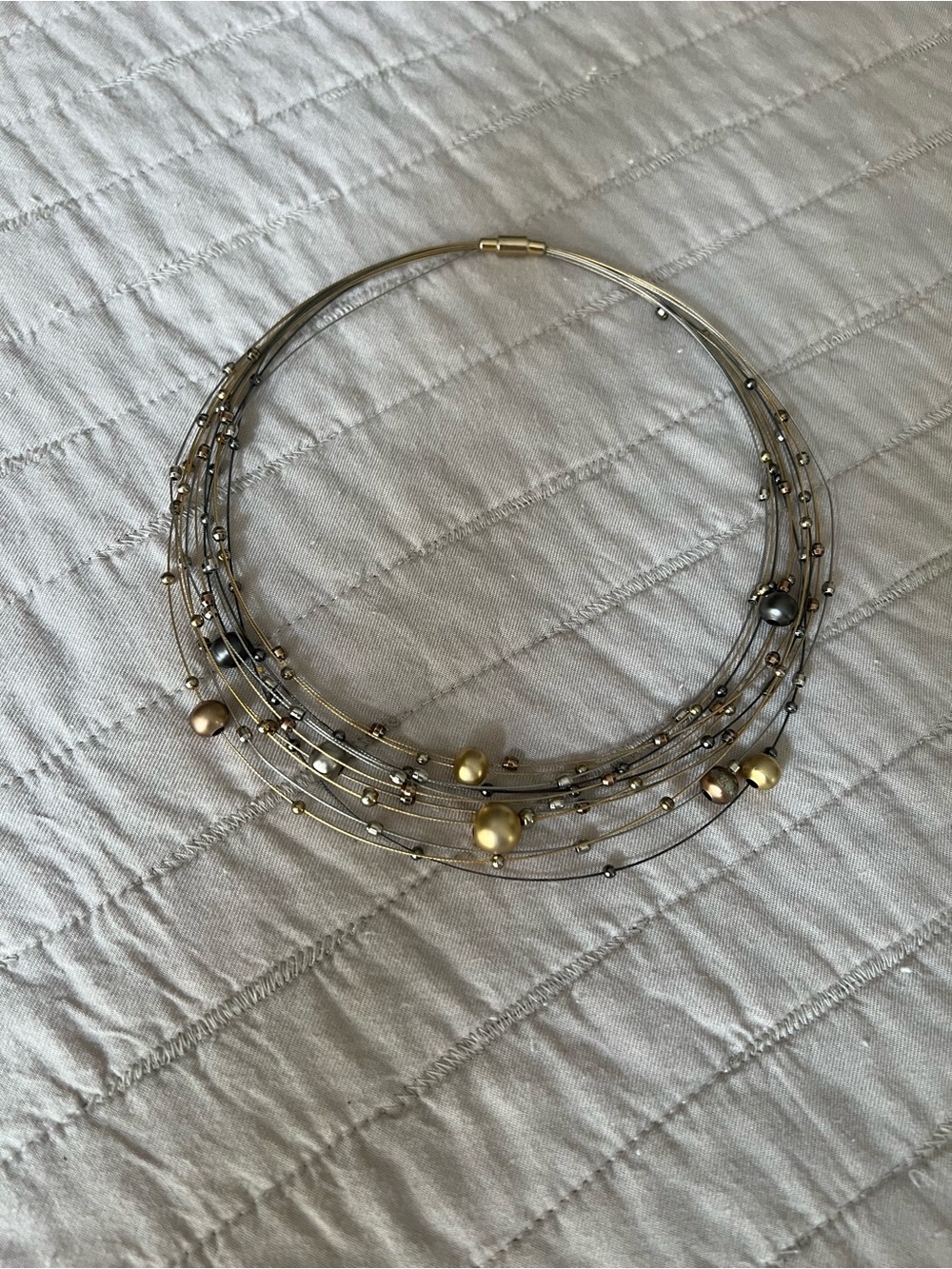 Artisan Gold and Silver Floating Bead Multi-Strand Necklace